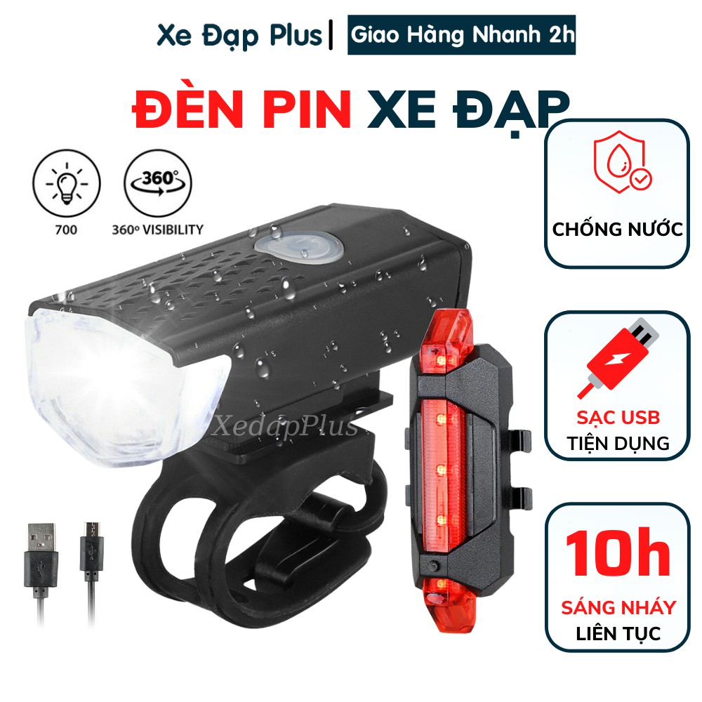 Đèn pin xe đạp siêu sáng chống nước bán chạy - Full hộp, sáng lâu nhiều giờ