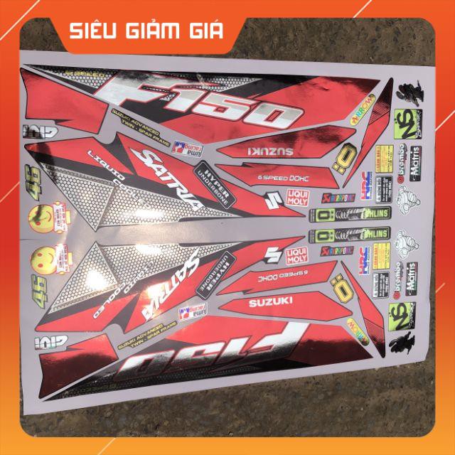 Tem rời Satria Fi đỏ đen Crom cao cấp
