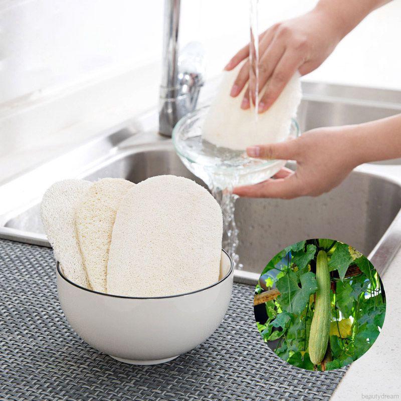 ♡Natural Dish Scrubber Loofah Dishwashing Cloth Kitchen Pot Bowl Oil Cleaning Brushes♡