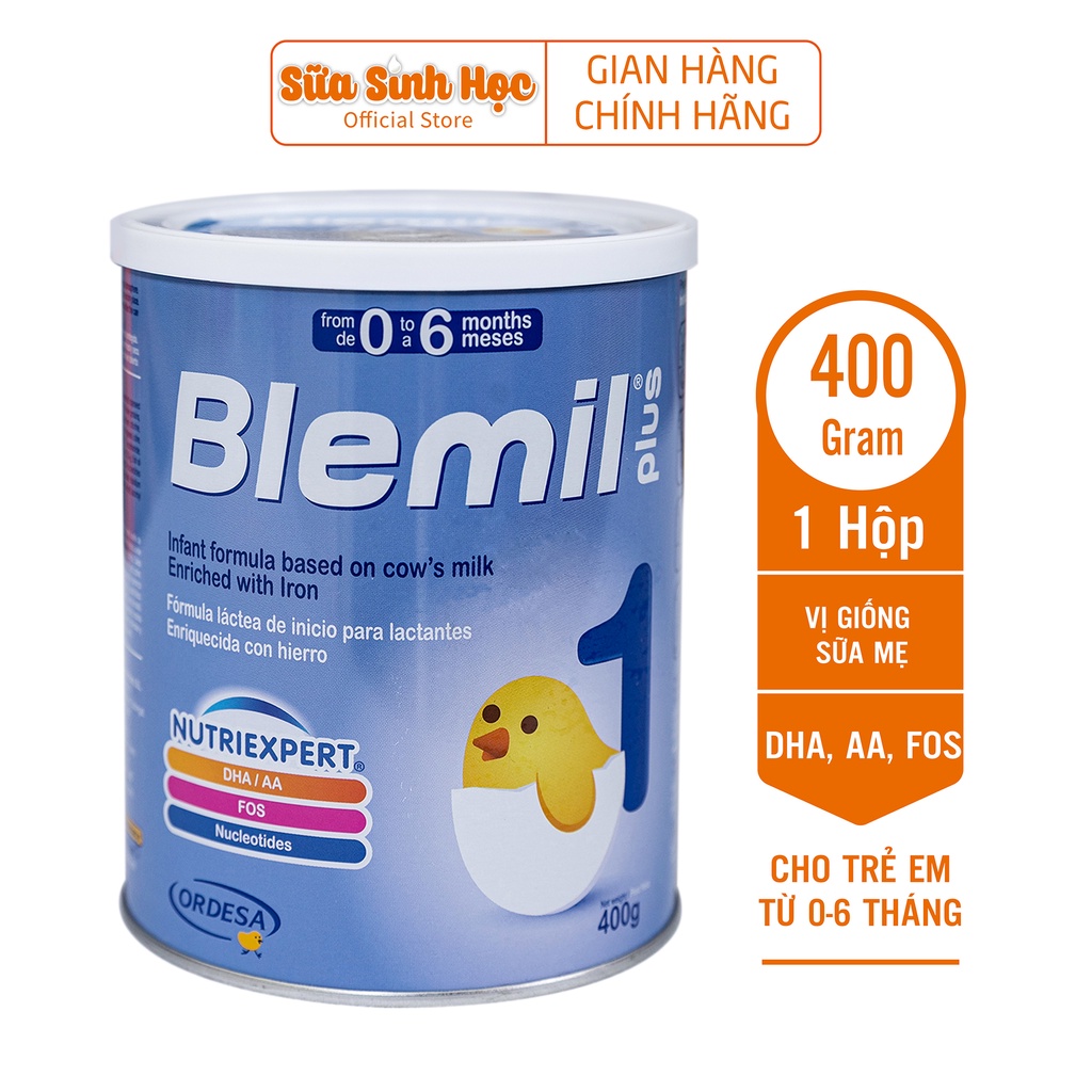 Sữa bột sinh học Blemil Plus 1 nhập khẩu Tây Ban Nha cho trẻ sơ sinh 400g