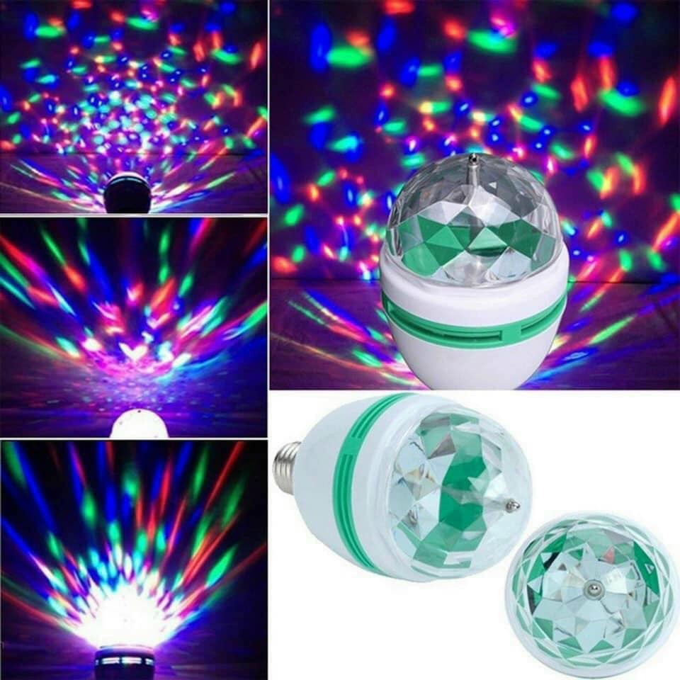 Đèn LED cầu xoay Hào quang 7 màu , Đèn cầu Sao tặng đui đèn công tắc