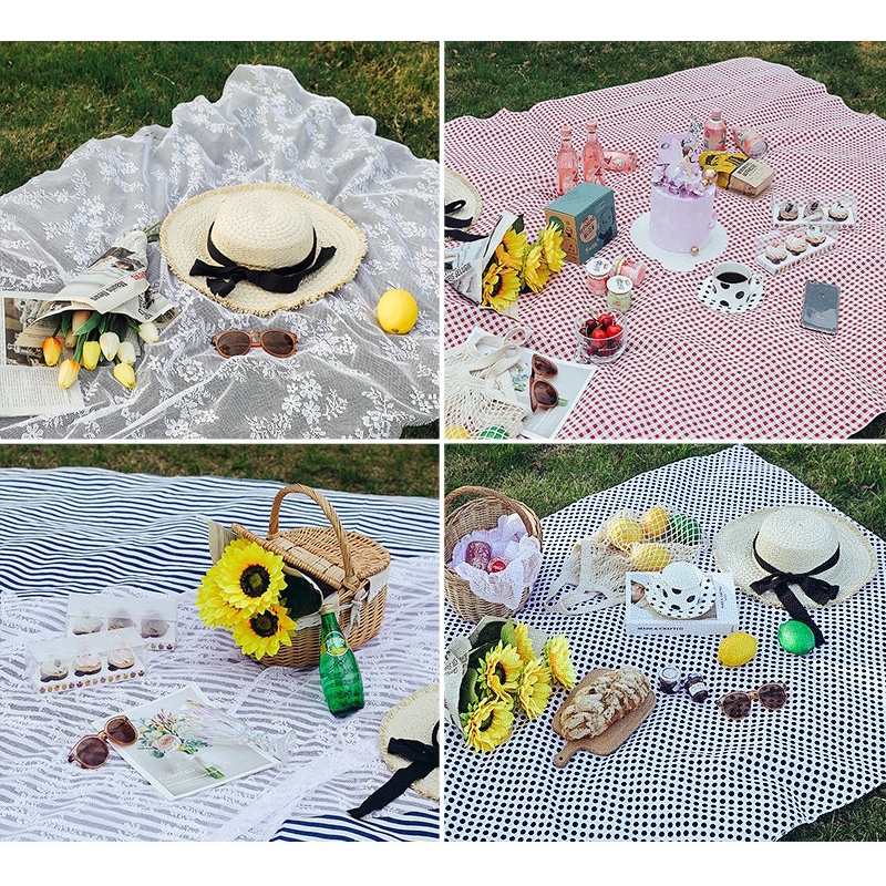 Thảm Picnic Dã Ngoại Caro Đa Màu Sắc Chất Vải Canvas Dày Dặn