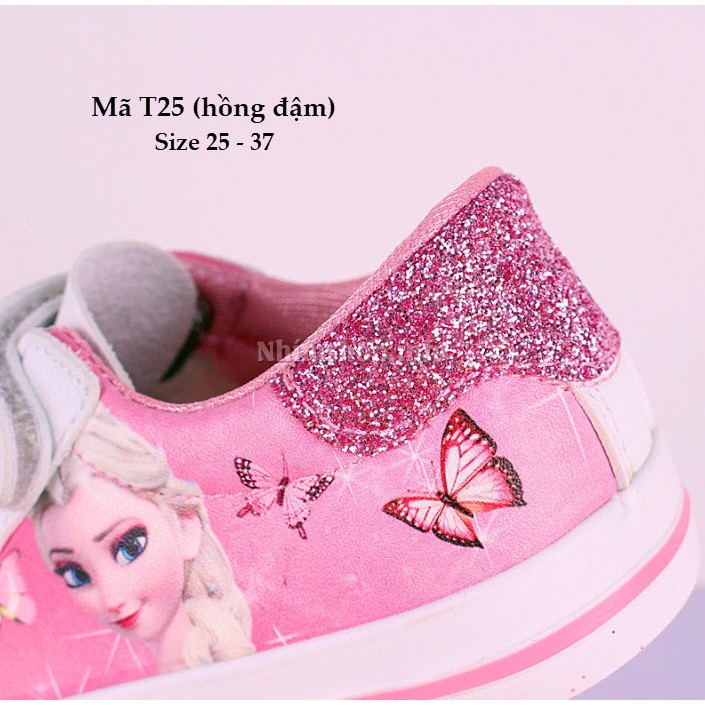 Giày bé gái thể thao đi học chạy bộ hình Elsa xinh xắn phù hợp cho trẻ em 3 đến 12 tuổi mang êm mềm năng động T25