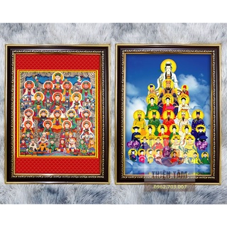 Tranh Tứ Phủ Công Đồng 36x48cm bằng vải phủ bóng khung composite cao cấp