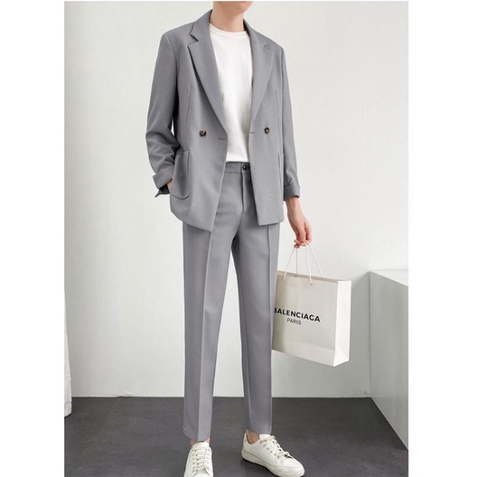set blazer nam hàn quốc,Set blazer nam gồm quần âu và áo vest khoác form rộng thời trang áo thun,set áo blazer nam,set đồ blazer nam,quần blazer nam