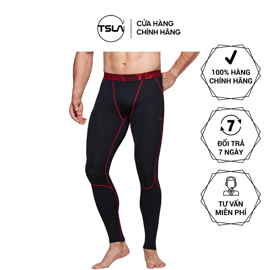 Quần legging thể thao nam giữ nhiệt TSLA lót lông form ôm thun co giãn bó cơ combat chạy bộ đạp xe gym work out