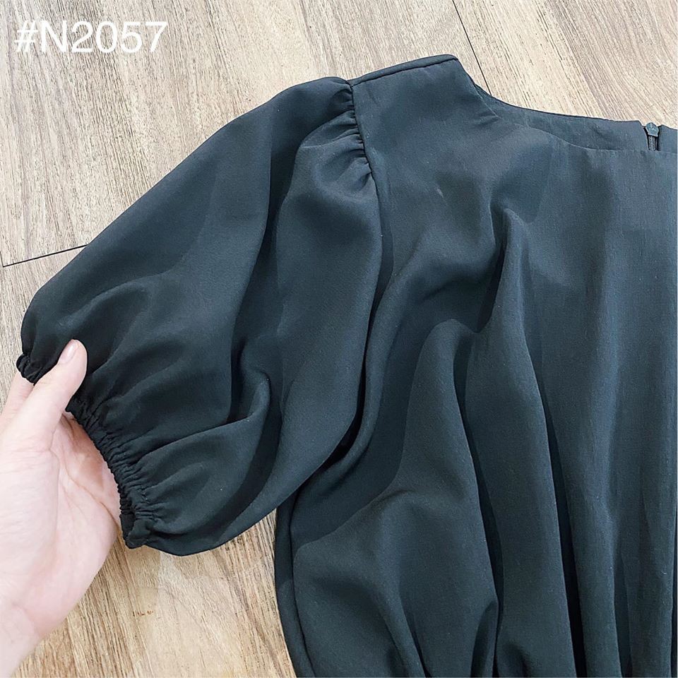 [ẢNH THẬT TRẢI SÀN] ĐẦM ĐEN NỮ TAY PHỒNG BO CHUN ÔM DÁNG SIỂU XINH - JEANIE DRESS | BigBuy360 - bigbuy360.vn