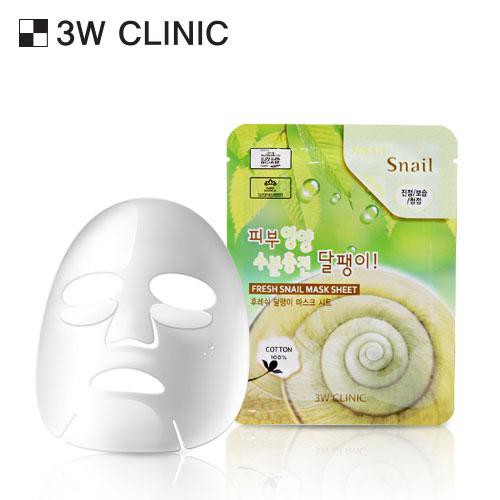 [Hàng Chính Hãng]Mặt nạ dưỡng da săn chắc và mềm mịn da chiết xuất ốc sên 3W Clinic Fresh Snail Mask Sheet