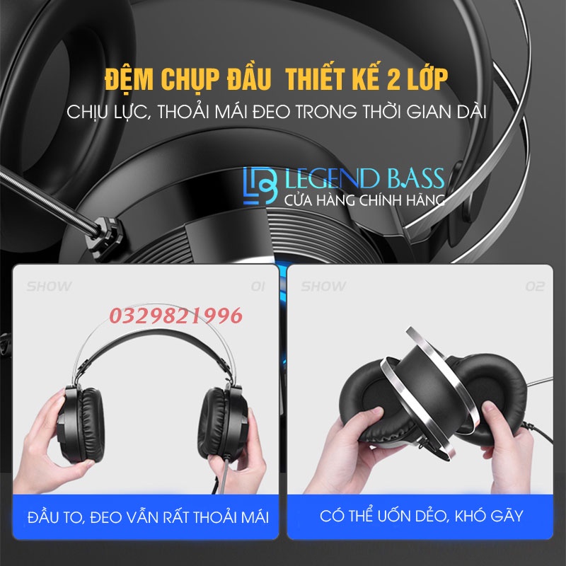 Tai Nghe Gaming Chụp Tai Có Mic Cho Máy Tính Laptop Và Điện Thoại, Headphone Game Thủ Có Đèn Led, Âm Trong, Bass Trầm