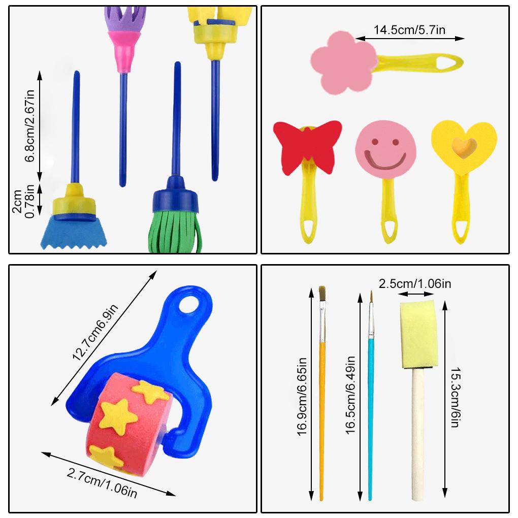 Bộ 30 Cọ Xốp Lăn Sơn Màu Giáo Dục Sớm Cho Bé