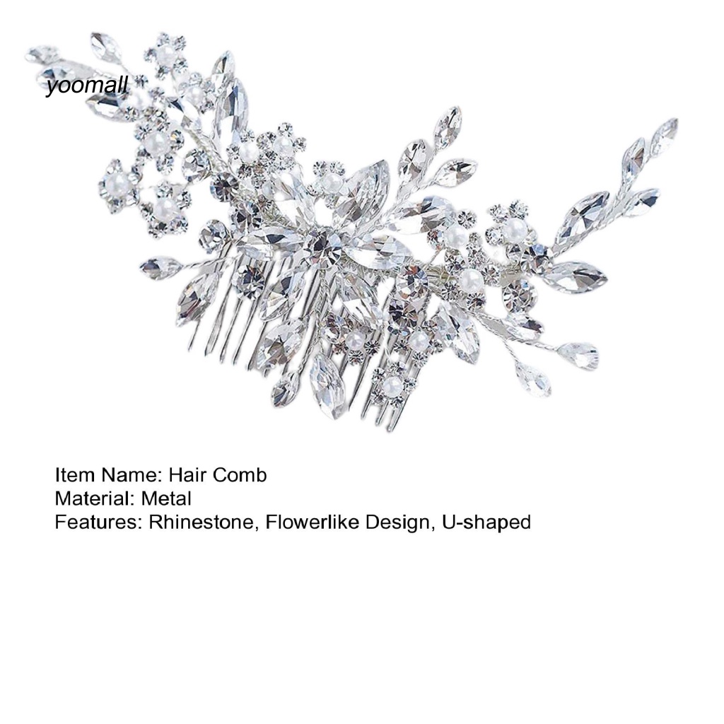 / Yo / Lược Cài Tóc Đính Kim Cương Giả Thủ Công Cho Cô Dâu Trong Tiệc Cưới