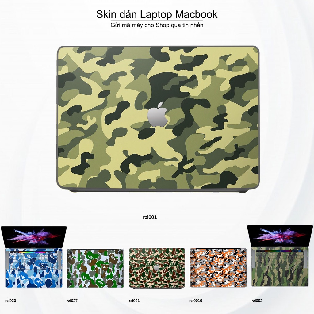 Skin dán Macbook mẫu rằn ri (đã cắt sẵn, inbox mã máy cho shop)