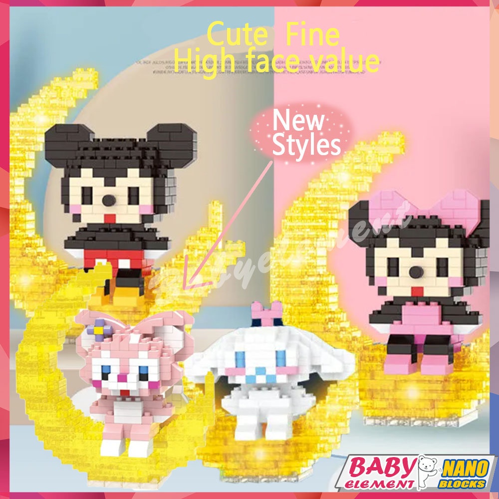 Khối Lắp Ráp Nano Hình Nhân Vật Disney Có Đèn LED Thú Vị Sáng Tạo DIY LinaBell StellaLou câu đố Trang trí cô gái Quà tặng Đồ chơi
