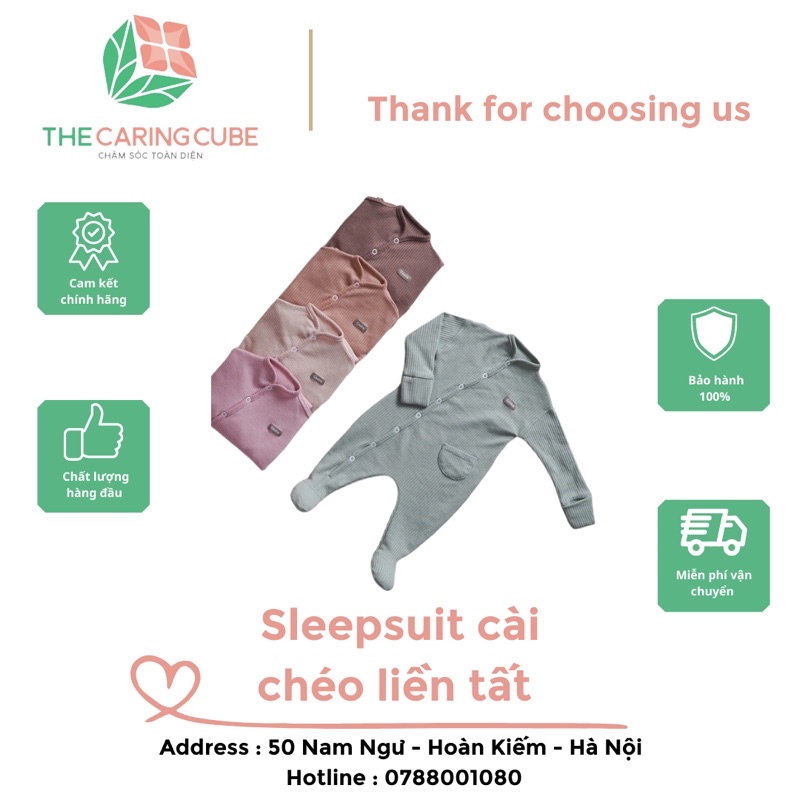 Sleepsuit cài chéo liền tất 0-3m
