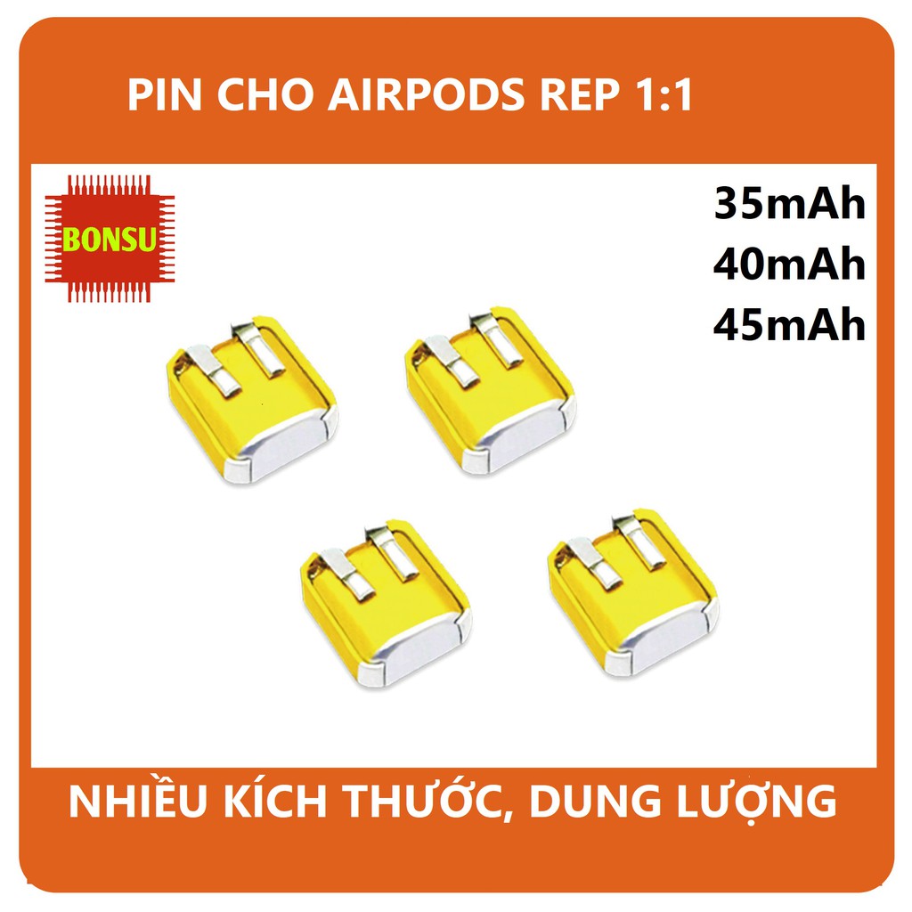 Pin Li-Po 3.7V 400909 401012 501012 dung lượng 35/40/50mAh (Lithium Polyme) cho tai nghe Bluetooth