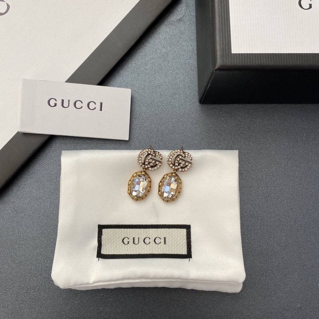 Bông Tai Gucci Bằng Thép Titan Hình Logo GG Đôi Thời Trang Cho Nữ