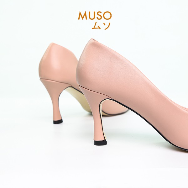 Giày Cao Gót MUSO 7cm Mũi Nhọn Kiểu Dáng Basic Da Lì Mềm