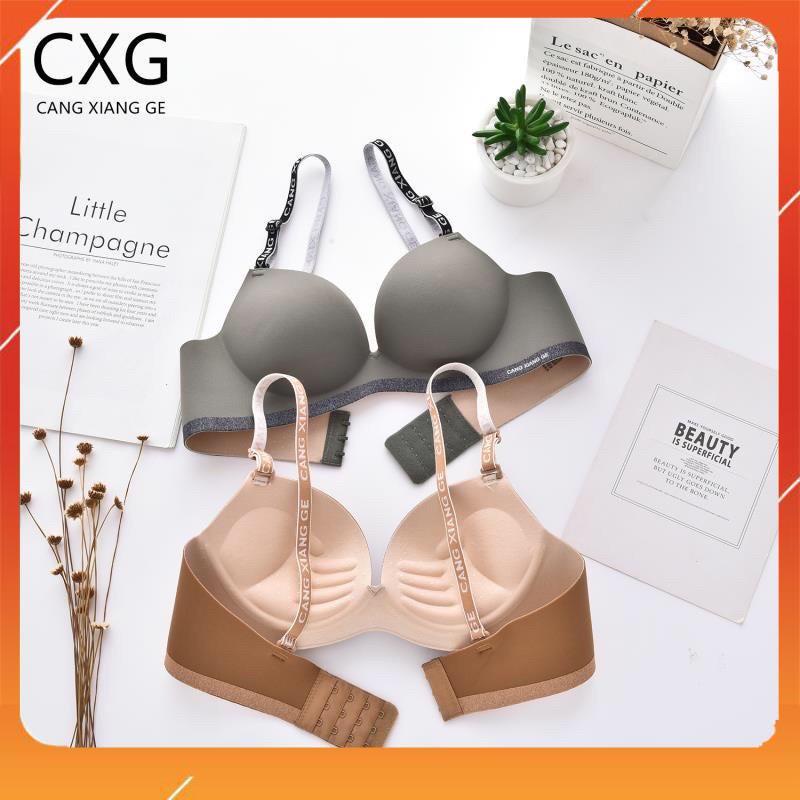 Áo lót nữ su đúc trơn không gọng nâng ngực phối viền dây chữ, chip A7350