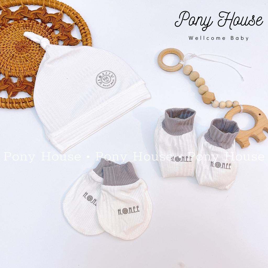 Set Mũ Bao Tay Bao Chân Hrnee Sơ Sinh Chất Modal Mềm Mại Cho Bé Trai Bé Gái Sơ Sinh 0-3 Tháng/ Neborn/Nb