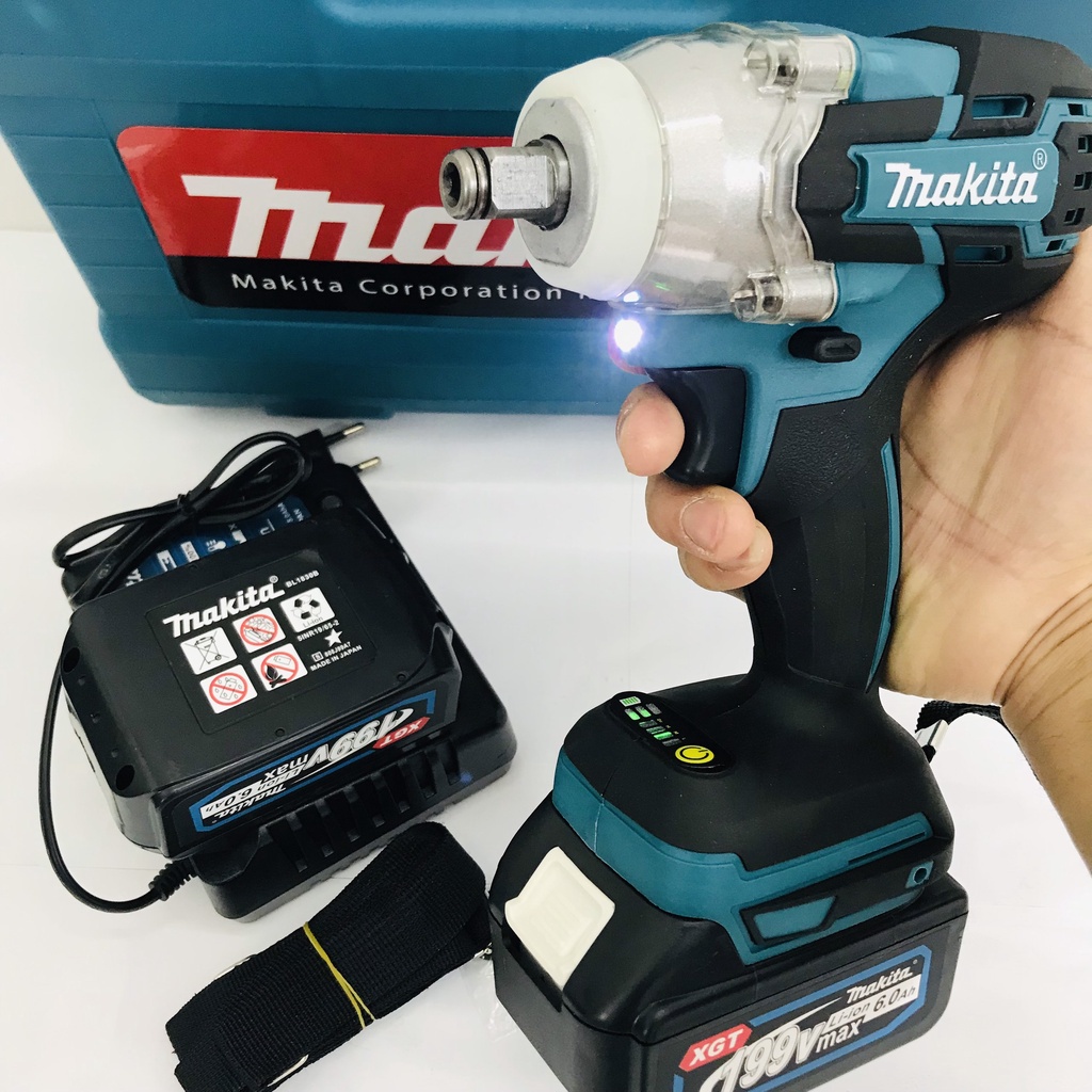 Máy siết bulong Makita 199v không chổi than, máy bắn bulong Makita