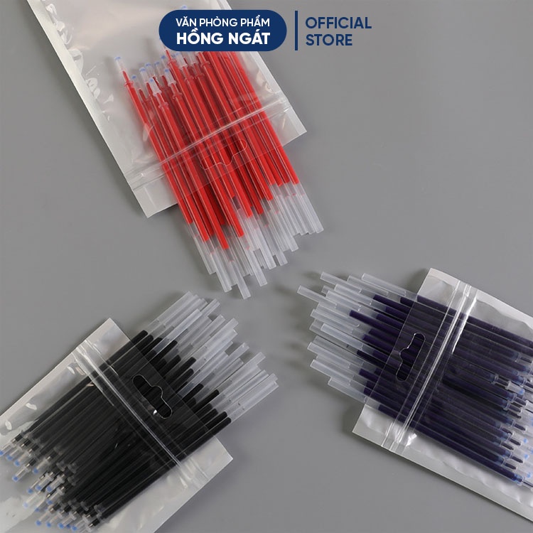 Ruột bút gel mực 0.5mm, set 50 ngòi bút bi nước màu đen đỏ xanh giá rẻ đồ dùng học tập dễ thương văn phòng phẩm B41
