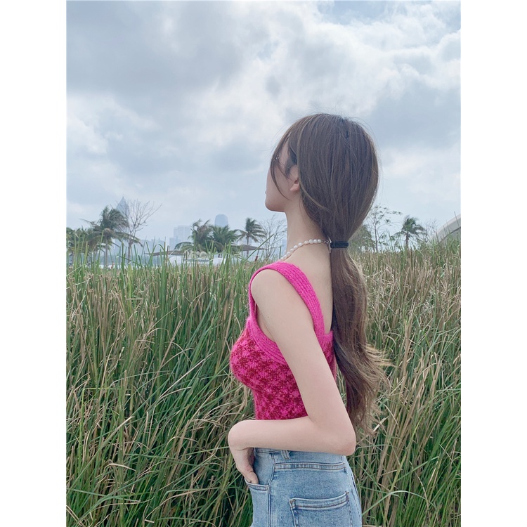 Cocory vn Áo Croptop Dệt Kim Trễ Vai Kẻ Sọc Caro Quyến Rũ Thời Trang Hè Cho Nữ