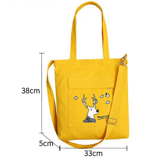 [ 100 MẪU ] Túi tote vải bố đeo chéo đựng đồ canvas Hàn Quốc đi học đi làm sống ảo siêu xinh có khóa miệng và ngăn phụ