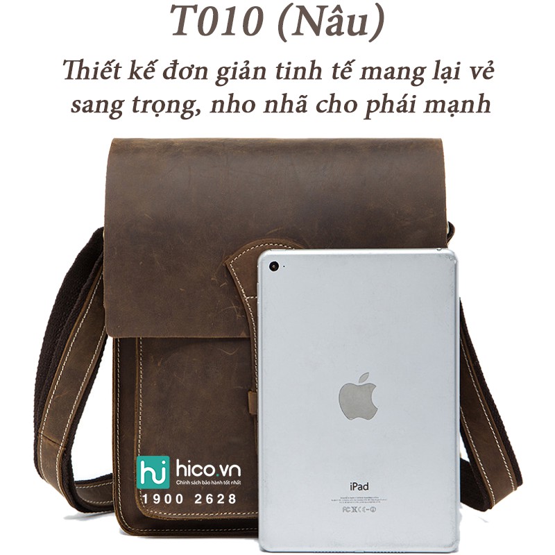 [CỰC RẺ] Túi Đeo Chéo Da Bò Sáp Ngựa điên T010 - Siêu Phẩm Túi Da Cao Cấp+ Quà tặng cáp sạc điện thoại