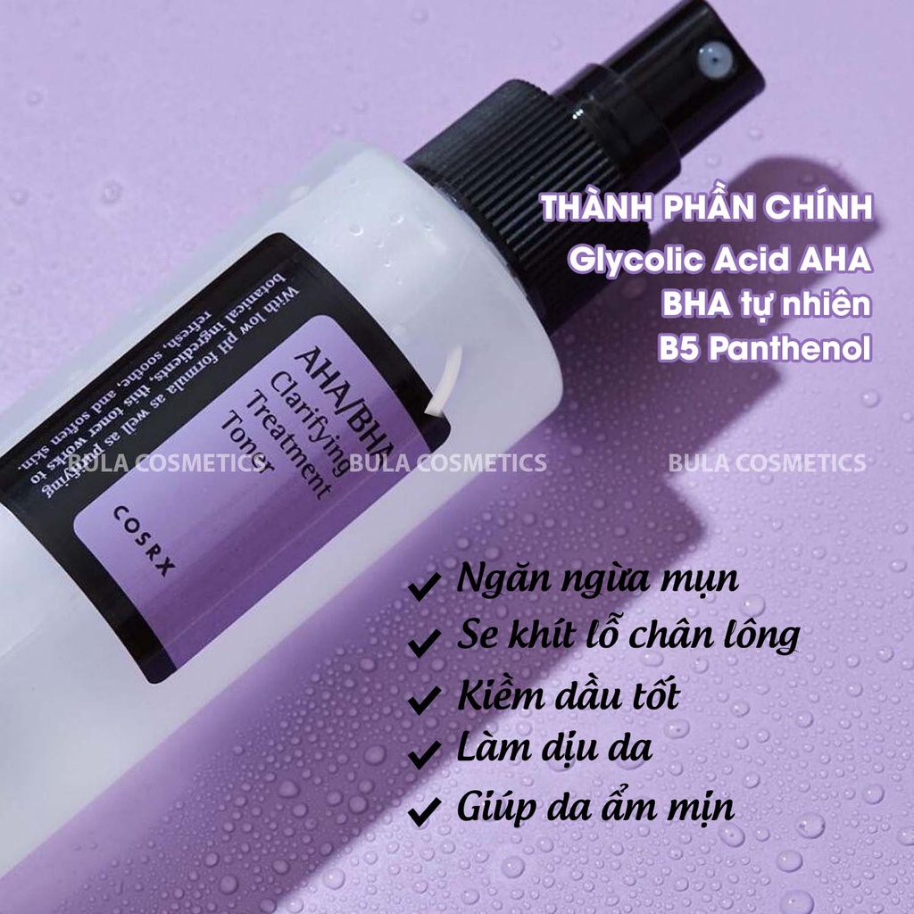 Nước Hoa Hồng COSRX AHA/BHA Tẩy Tế Bào Chết CLARIFYING TREATMENT TONER