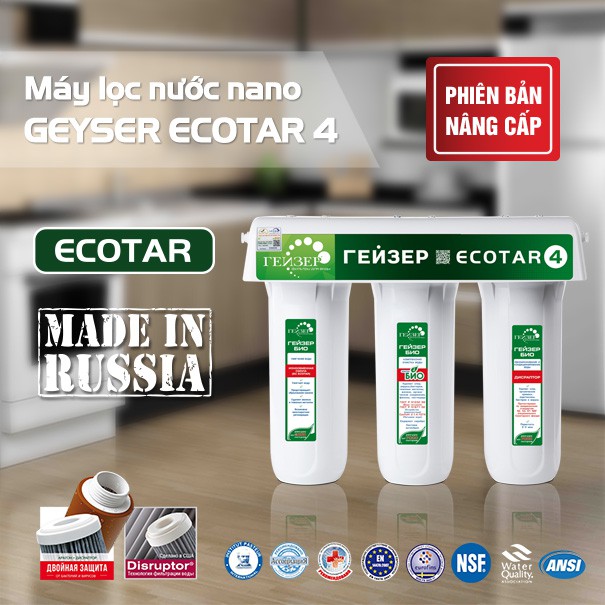 Máy lọc nước nano Geyser ECOTAR 4 - Dành riêng cho Vietnam và các mẹ bỉm sửa n.uôi con bằng nguồn nước sạch.