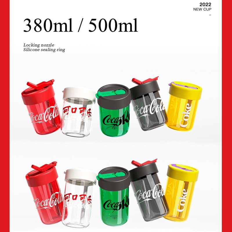 COCA-COLA Bình Nước Có Ống Hút Dung Tích 380ML / 500ML Thiết Kế Nhỏ Gọn Thời Trang