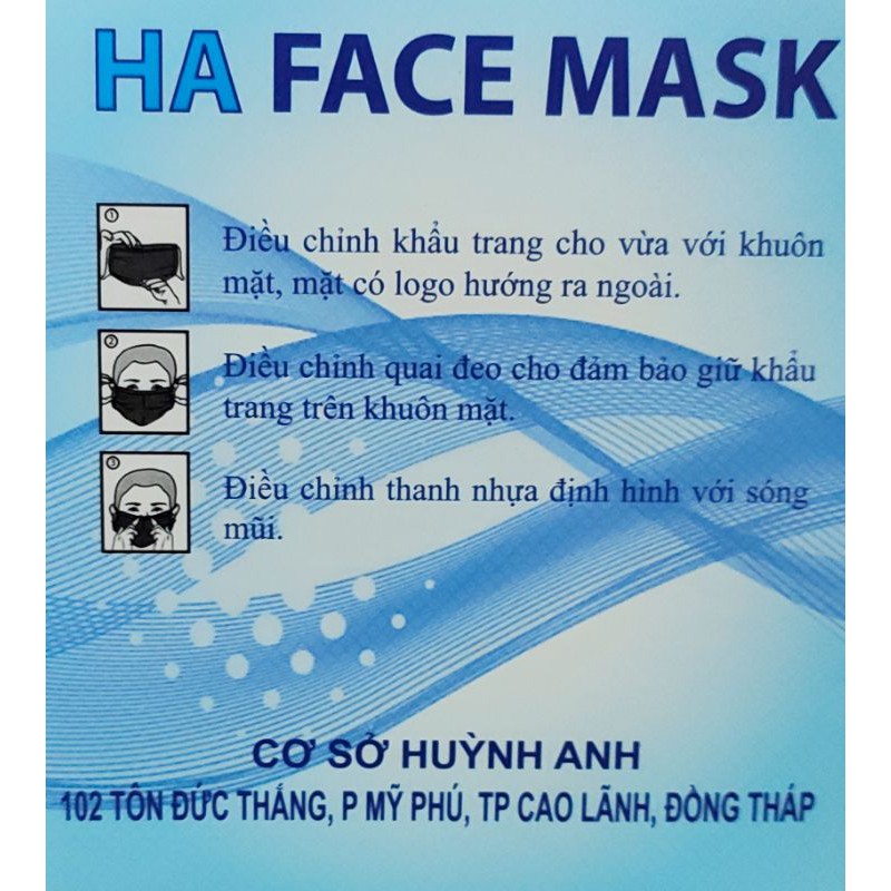 HA FACE MASK Khẩu Trang Y Tế 4 Lớp ( Màu Xanh - Hộp 50 Cái)