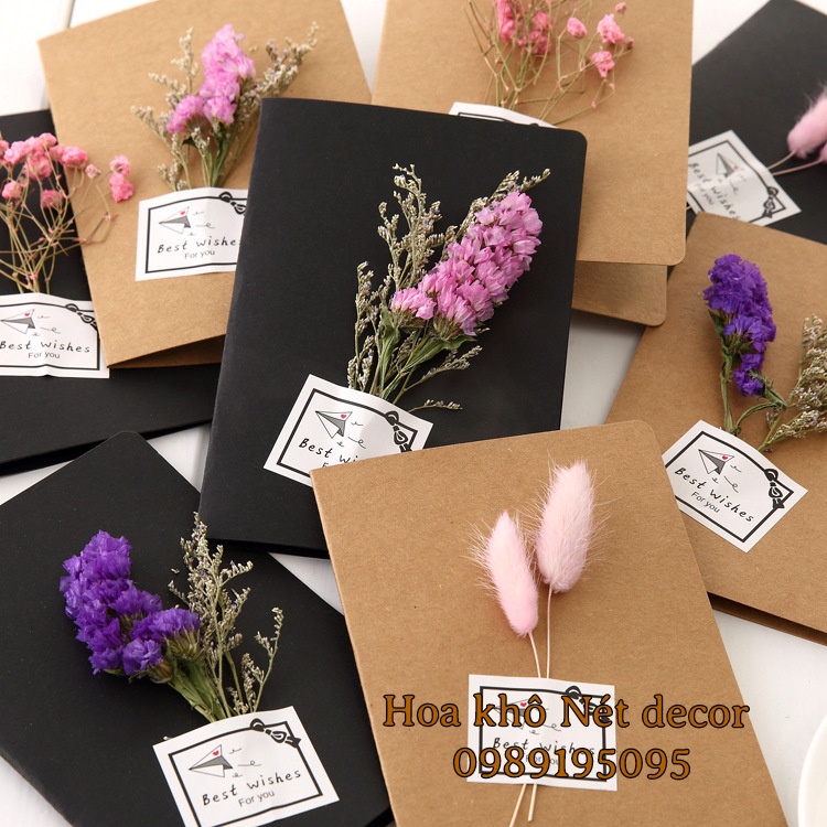 Thiệp quà tặng hoa khô handmade xinh xắn