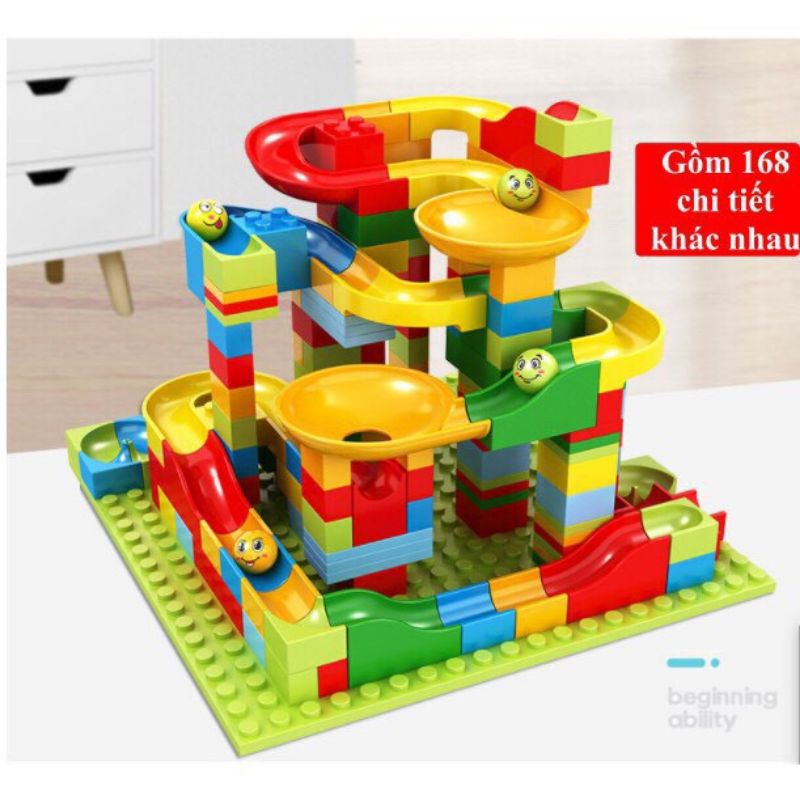 [ Xả Kho Giá Sốc] Mô Hình Lắp Ráp Cầu Trượt Thả Bi 168 Chi Tiết [ 2Bn Shop Đồ Chơi Thông Minh]