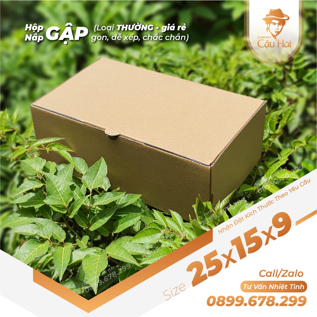 Set 20 hộp carton nắp GẬP size 25x15x9
