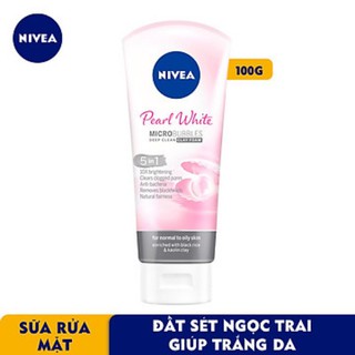 Sữa Rửa Mặt Nivea Bùn Khoáng Trắng ngọc trai Da Mờ Vết Thâm Mụn 100g