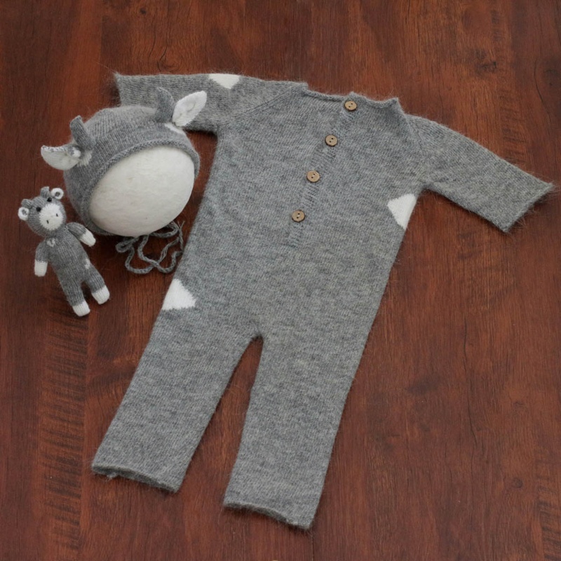Haha Set 3 Bộ Áo Liền Quần Đan Móc Thủ Công Hình Bò Đội Mũ Bò Sữa Cho Búp Bê Mohair Beani
