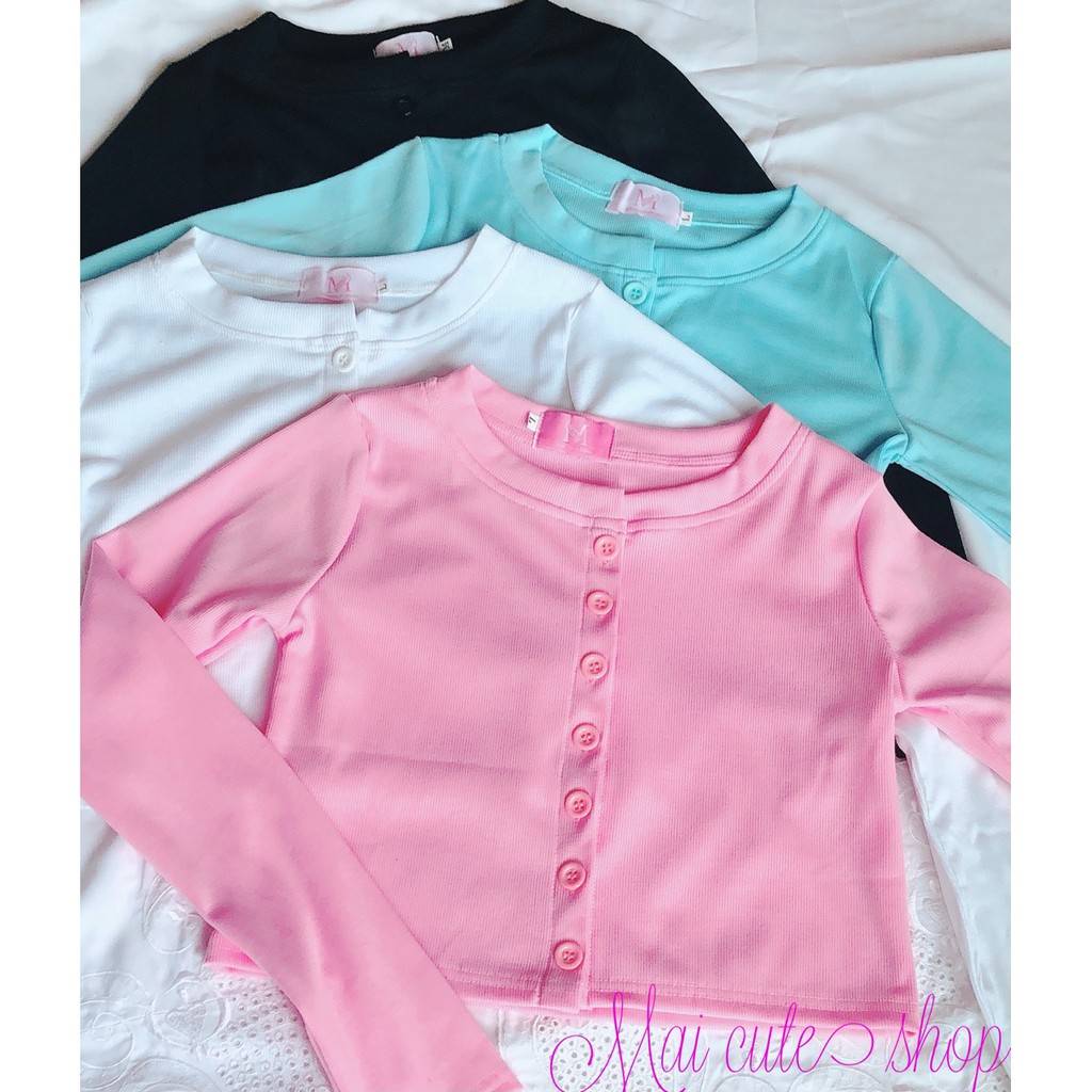 Áo Crop top YAN Tay Dài- body 7 nút Nữ maicuteshop