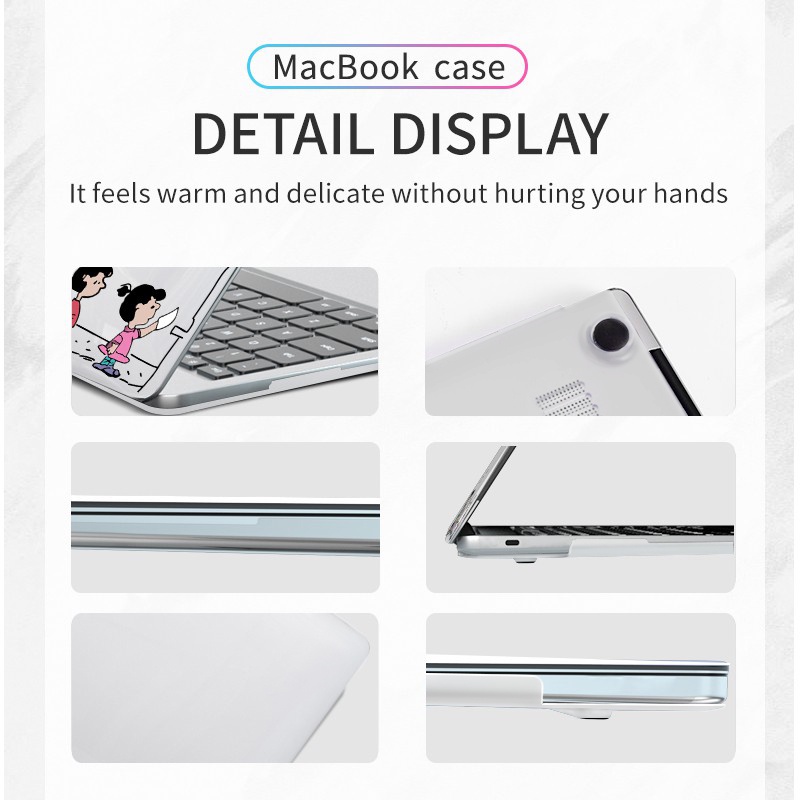 Ốp máy tính xách tay trong suốt họa tiết hoạt hình + bàn phím chống nước chống rơi chống trầy cho MacBook Air pro 13 15 16 inch Pro 13.3 Air 13.6 2022 M2 A2681 A2289 A2179 A2237