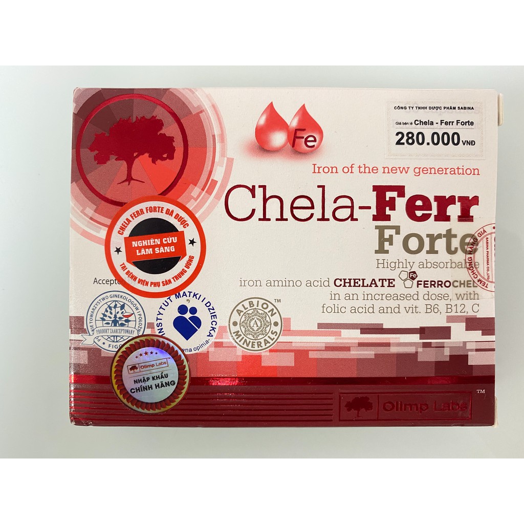 [Chính hãng SABINA] Cherla Ferr Forte - Sắt cho bà bầu - Có hóa đơn chứng từ đầy đủ.