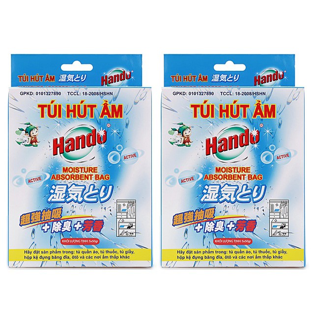 Hộp 5 gói túi hút ẩm hương thơm nhẹ Hando (50g/gói)