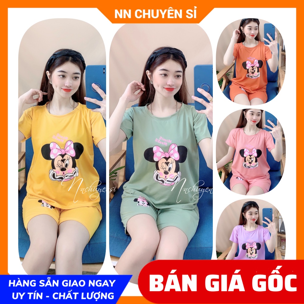 Đồ bộ mặc nhà cho nữ chất thun mềm mịn mát in hình Gấu Hoạt hình dễ thương BTT56