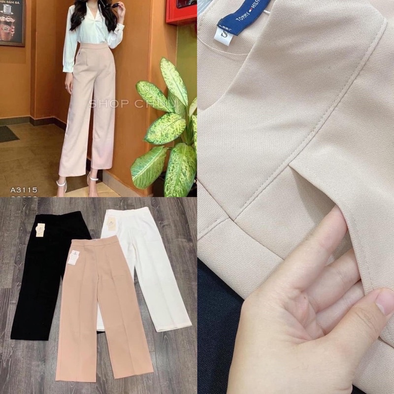 Quần xuông ống rộng cạp cao C20, quần ống sớ dáng culottes lưng cao công sở, học sinh dành cho nữ