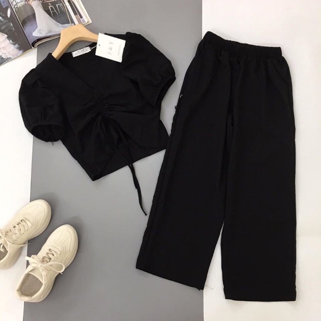 SET ỐNG RỘNG BIGSIZE NỮ 55-90kg (có size L-XL-XXL) Chất đủi màu đen-xanh-hồng