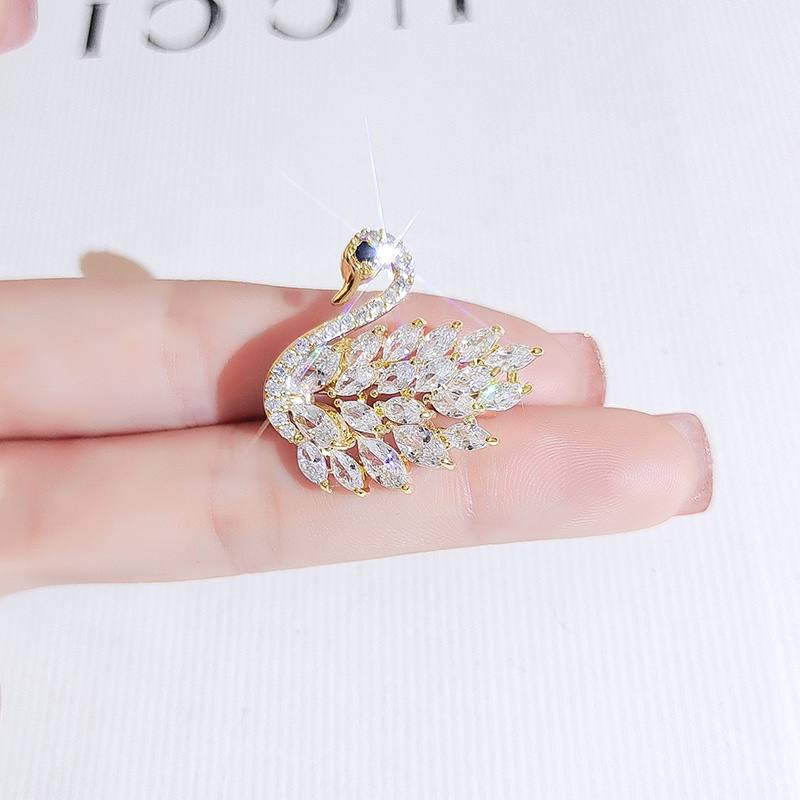 Trâm cài áo JIUDUOLAN hình chim hồng hạc phong cách thanh lịch cao cấp cho nữ