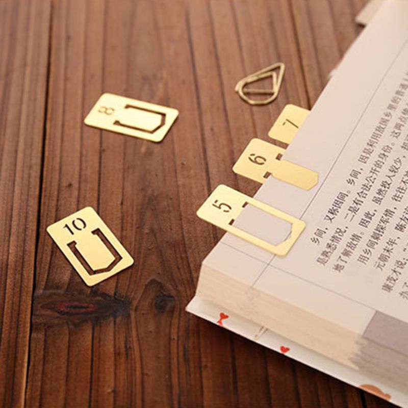Bộ 12 Kẹp Đánh Dấu Trang Sách Bằng Đồng Thau