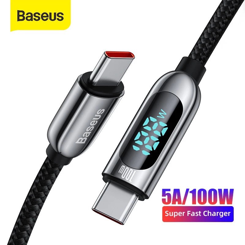 Cáp sạc nhanh C to C 100W Baseus Display Fast Charging Data Cable (100W, 20V / 5A, 480Mbps, LED indicator, E-marker chip