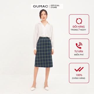 Chân Váy nữ caro cơ bản GUMAC đủ size, đồ công sở thanh lịch VA12133
