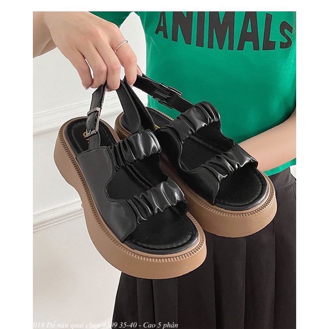 Dép Sandal Ulzzang LOẠI 1 - Dép Quai Hậu Hai Quai Đế Nâu Dây Kiểu Chun chuẩn hàng quảng châu
