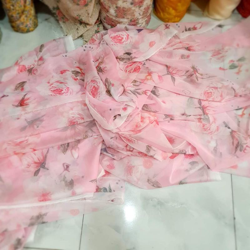 Vải tơ xước hoa hồng